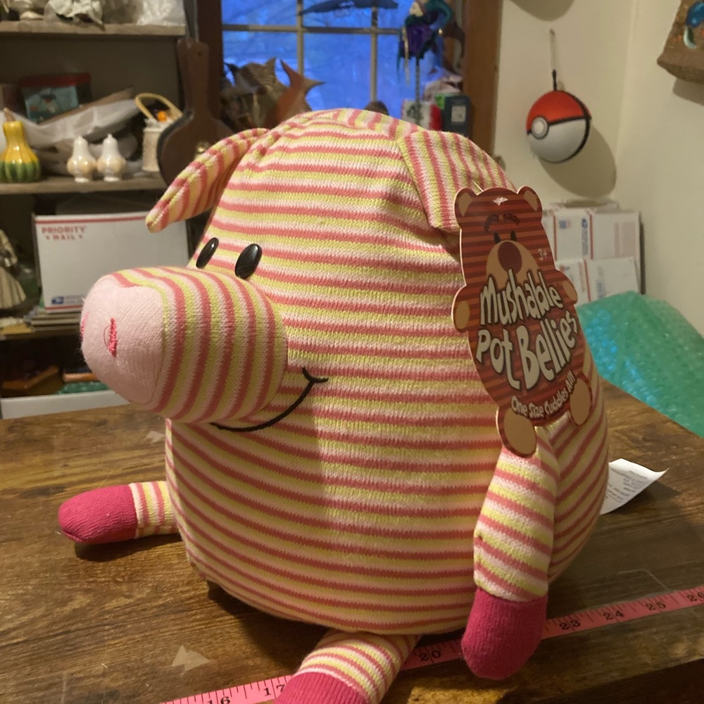 New Mushable Pot Bellies pink striped pig plush - Picture 7 of 7